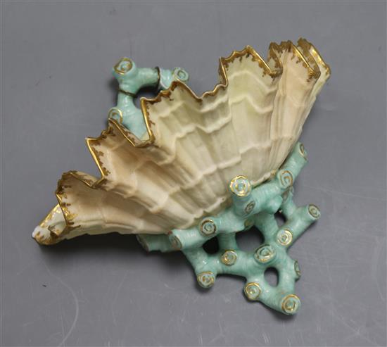 A Royal Worcester blue coral and shell wall pocket